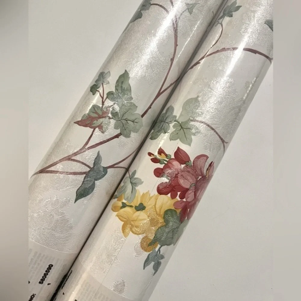 New Village Floral Texture Prepaste/Wash/Peel Vinyl Double Rolls Wallpaper Set